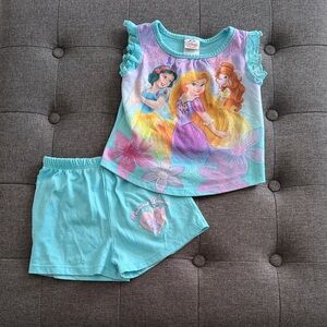 Disney Princess Kids Pajama Set - Aqua and Pink